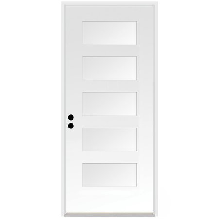 CODEL DOORS 32" x 80" Primed White Shaker Exterior Fiberglass Door 2868RHISPSF5PSHK691626DM